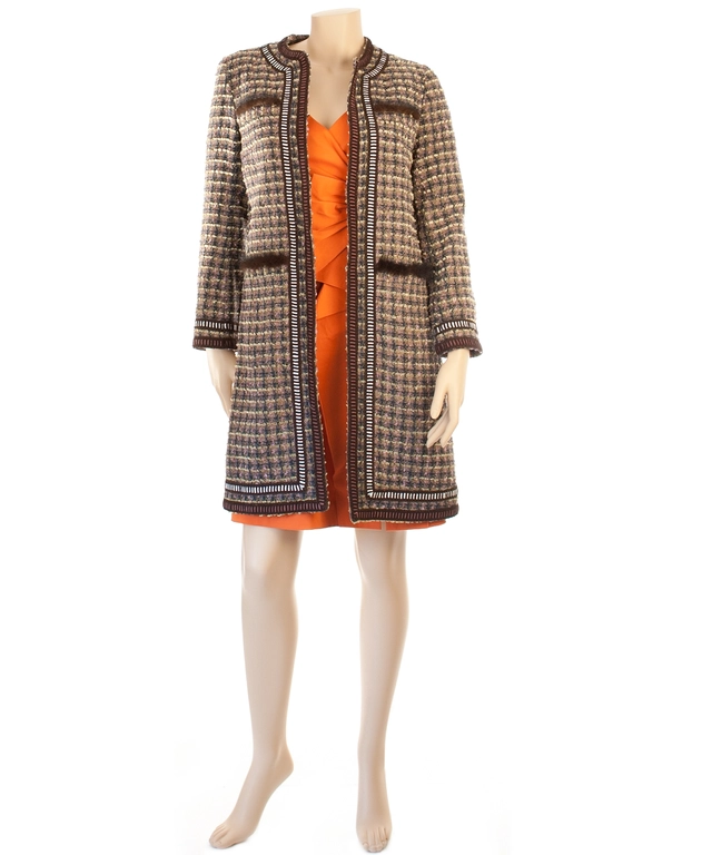 Moschino Cheap and Chic Multicolor Tweed Slim-cut Coat