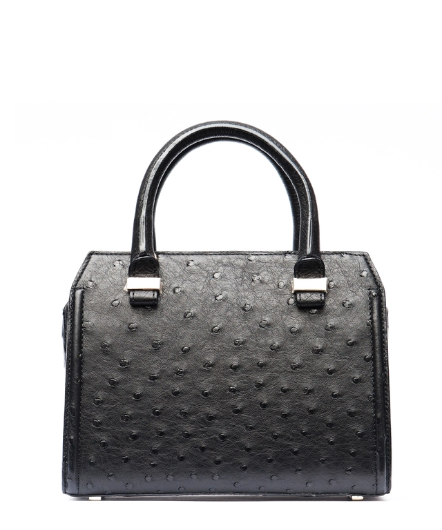 Victoria Beckham Mini Black Ostrich Leather Handbag