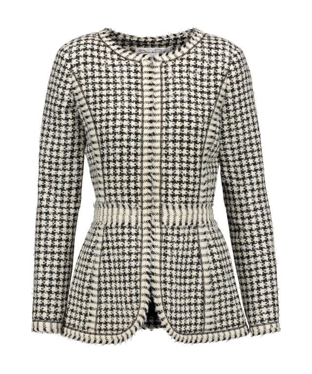 Oscar de la Renta Houndstooth Alpaca And Wool-blend Bouclé Jacket