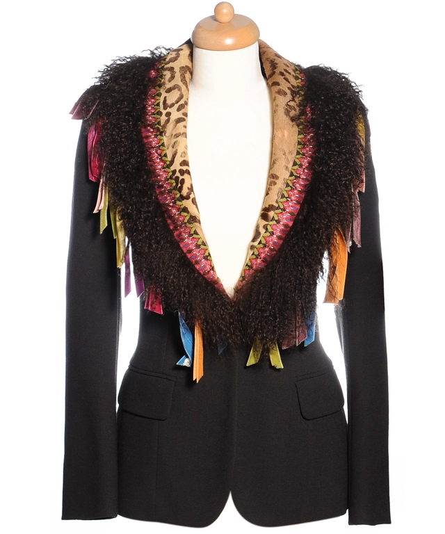 John Galliano Wool Brown Fringe Blazer