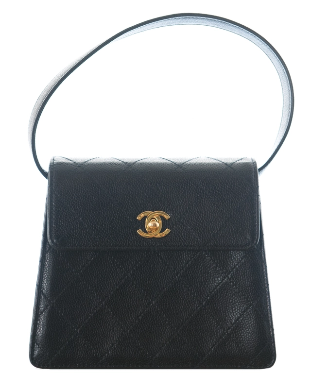 Vintage Chanel Black Caviar Quilted Mini Top Handle