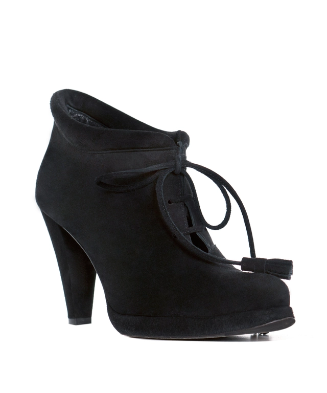 Nicole Farhi Black Suede Lace-up Booties
