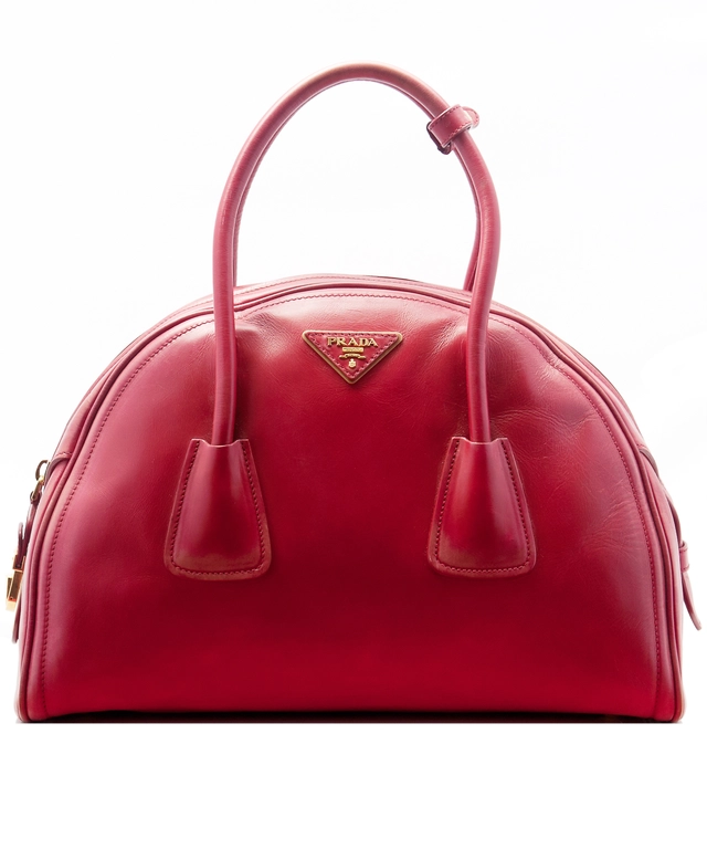 Prada Red Leather Vitello Vintage Bowler Bag