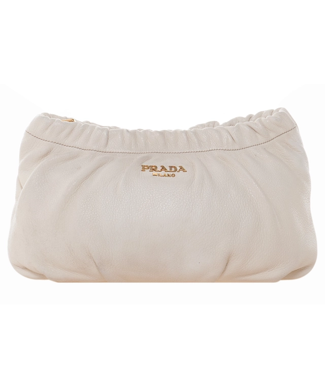 Prada White Leather Pouch Clutch