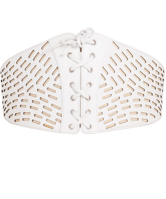 Azzedine Alaïa White Cut-Out And Laced Up Leather Belt