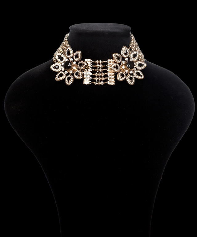 Valentino Black & White Swarovski Crystal Choker Necklace