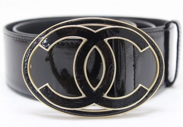 Chanel Zwart Lakleren CC Riem