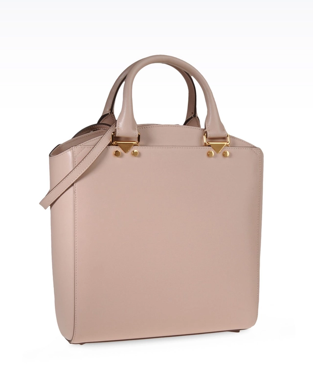 Emporio Armani Nude Boarded Leather Tote Bag