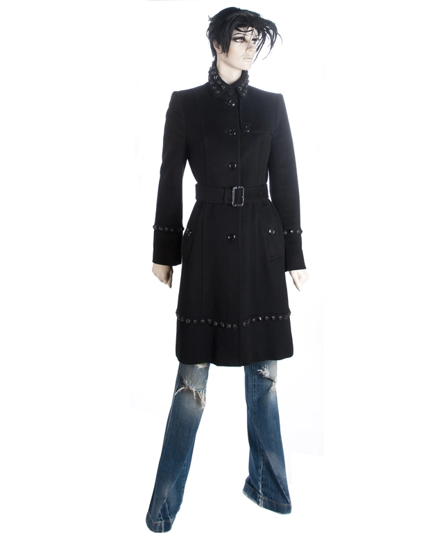 Burberry Belted Wool & Cashmere Studded Trench Coat