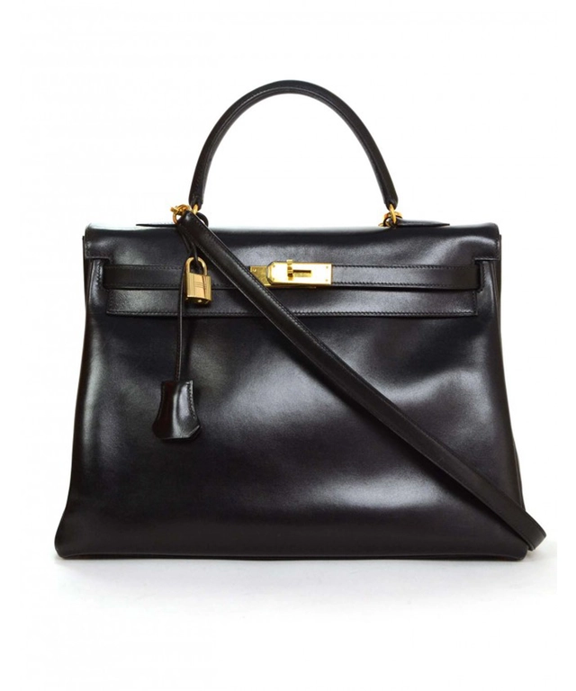 Hermès Kelly Retourne Black Box Calf 35 GHW
