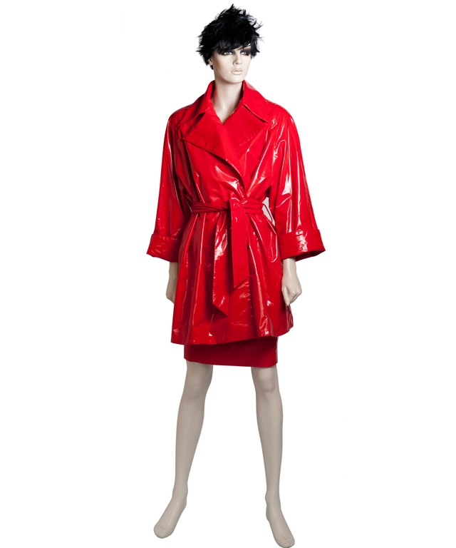 Frans Molenaar Red Patent Trench Coat w Skirt