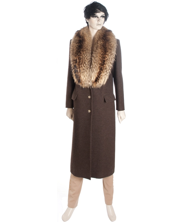 Yves Saint Laurent 'Rive Gauche' Brown Coat with Fox Fur
