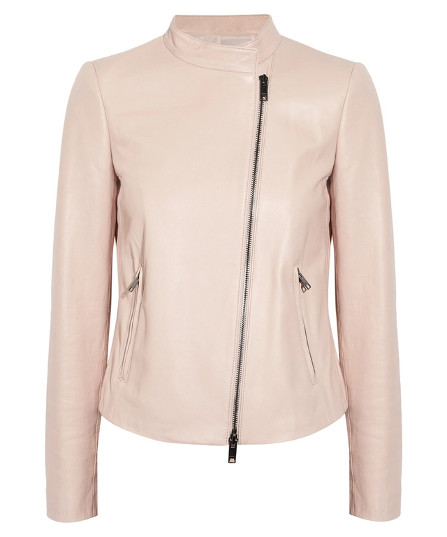 DKNY Pale Pink Leather Biker Jacket