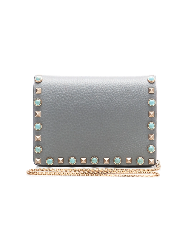 Valentino Garavani Blue Leather Rockstud Rolling Crossbody Bag
