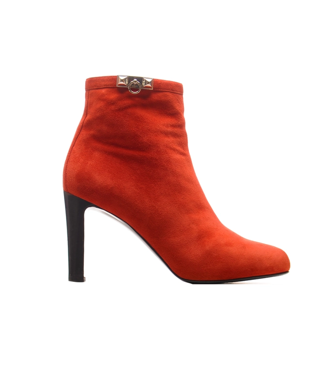 Hermès Red Suede Leather Ankle Boots