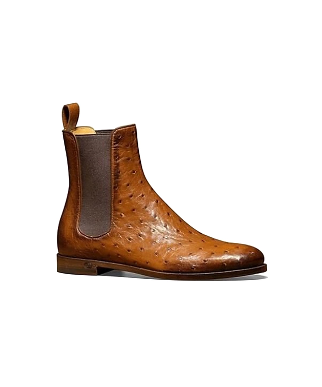 Gucci Brown Ostrich Leather Ankle Boots