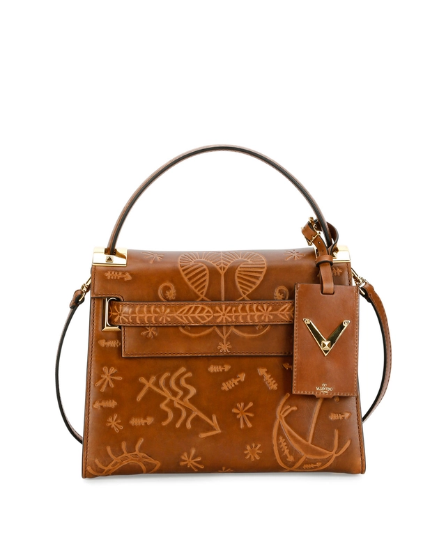Valentino Santeria Embossed My Rockstud Top Handle Bag