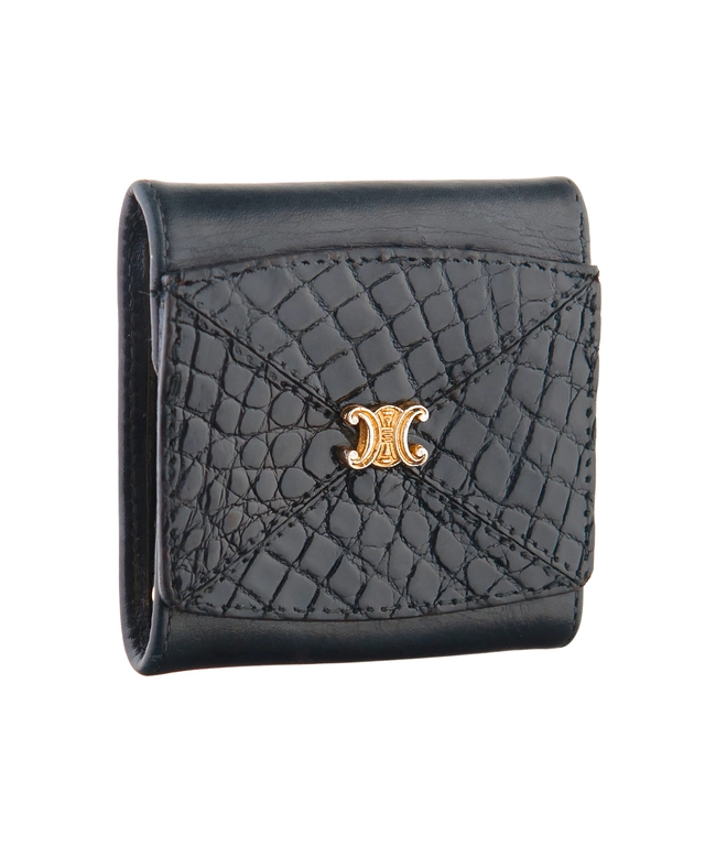 Céline Black Crocodile Leather Coin Purse