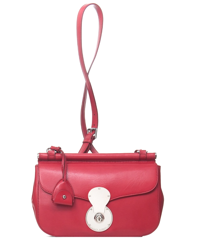 Ralph Lauren Red Leather Carlyle Crossbody Bag