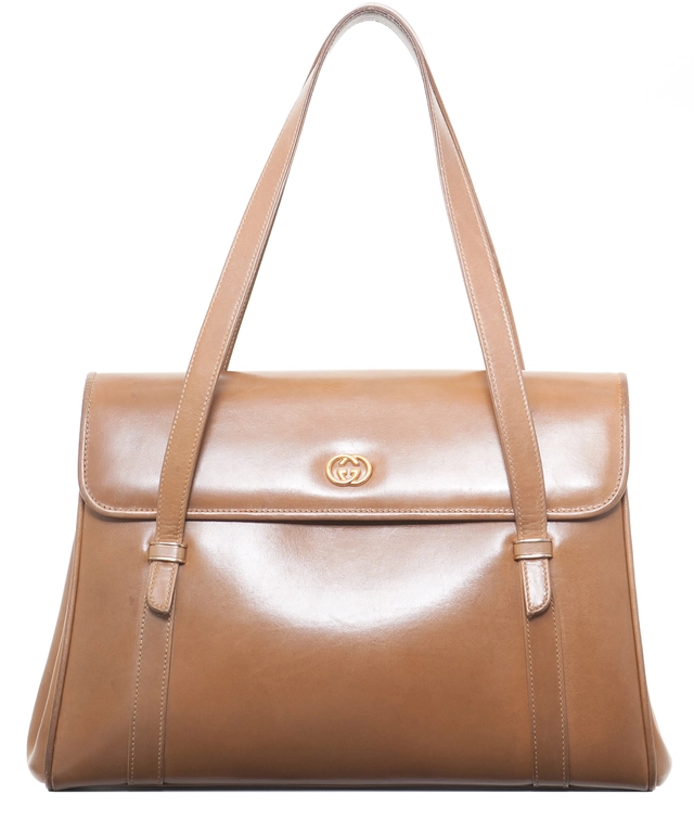 Vintage Gucci Brown Leather Shoulder Bag