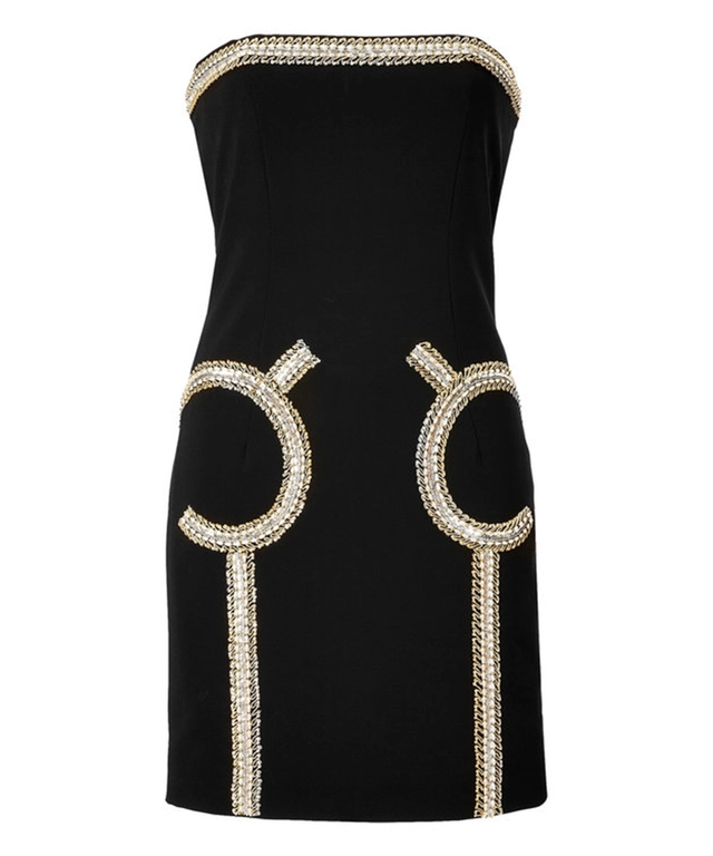 Moschino Bustier Jurk in Zwarte Zijde