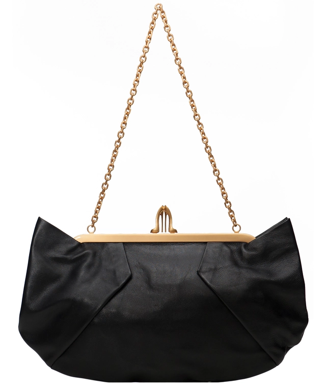 Christian Louboutin Black Leather Loubis Angel Clutch