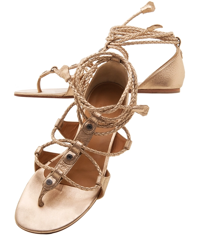 Hermès Gold Gladiator Ankle Strap Flat Sandals