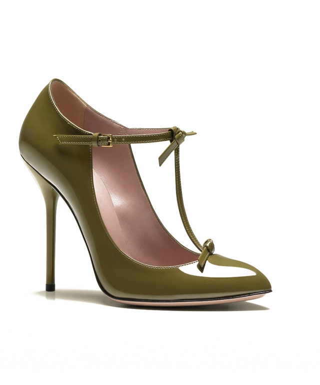 Gucci 'Beverly' Pumps in Groen Lakleder