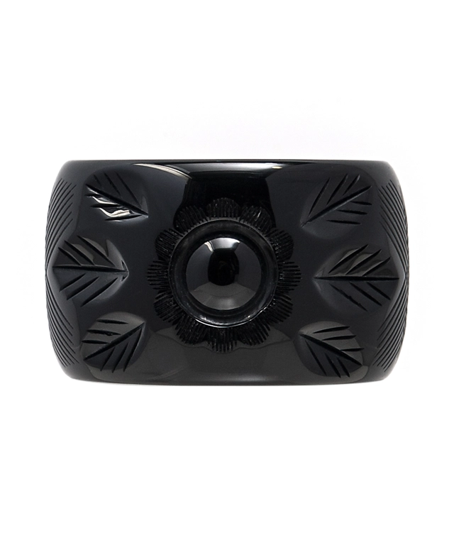 Sonia Rykiel Black Resin Carved Bangle Bracelet