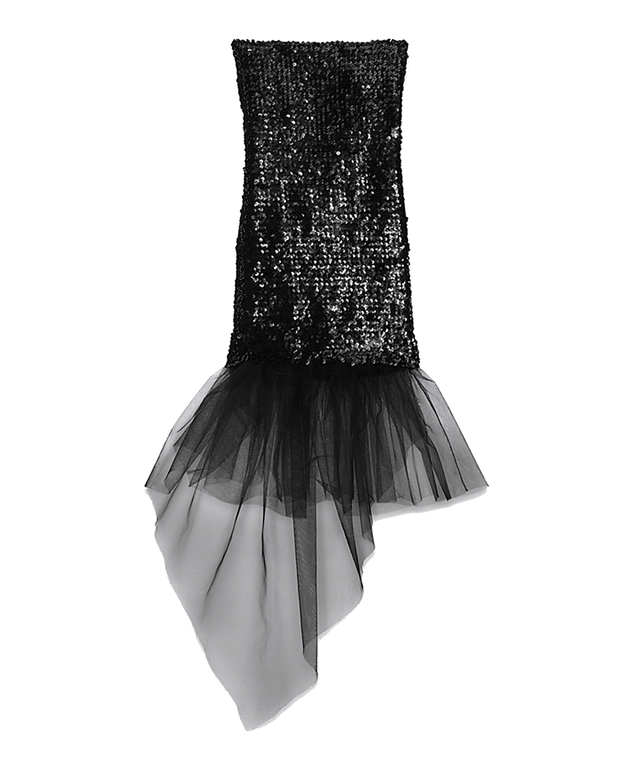 SS16 Saint Laurent Runway Black Sequined Mini Tube Dress
