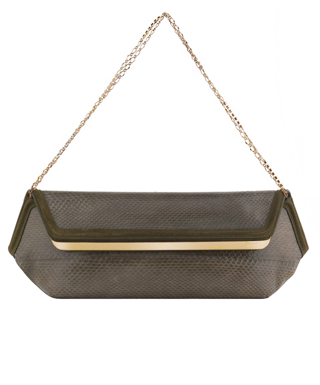 Dsquared2 Green Python Clutch Shoulder Bag