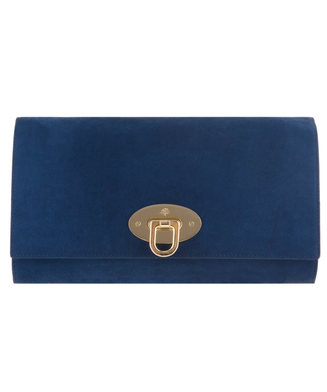Mulberry Blue Suede Oversized Ava Clutch