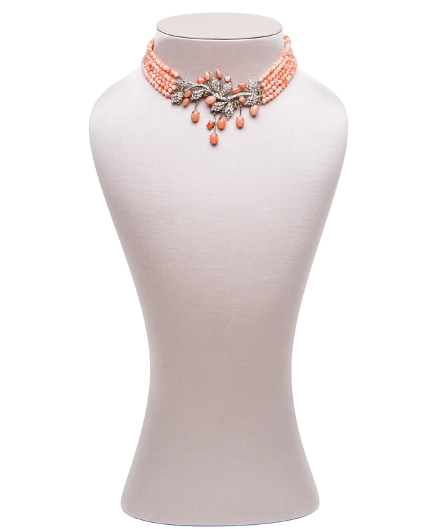Siman Tu Five Strand Coral Choker