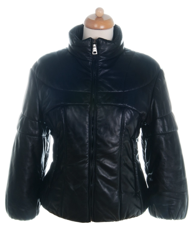 Prada Black Leather Puffer Jacket