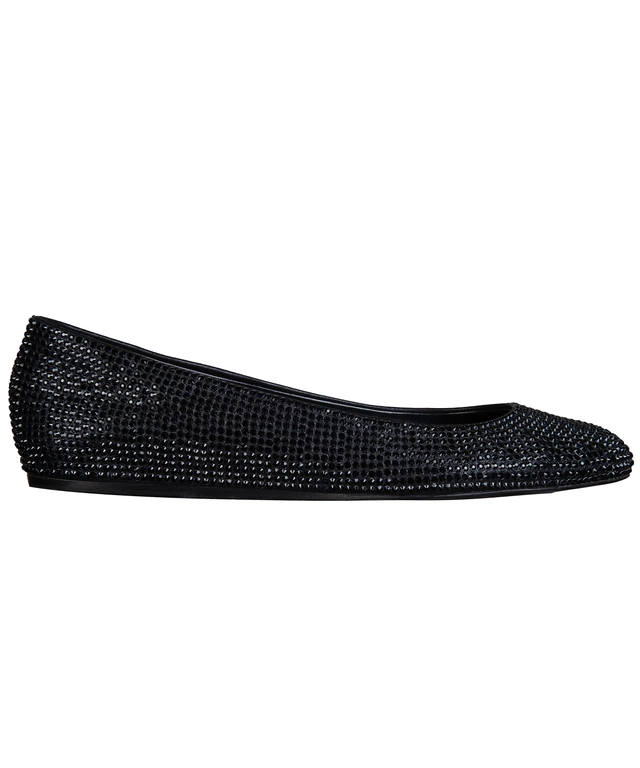 Le Silla Ballet Flats in Black with Strass Embellishment