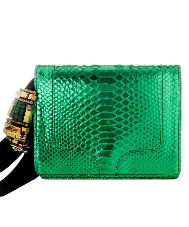 SS 2010 Dries Van Noten Runway Green Metallic Python Clutch