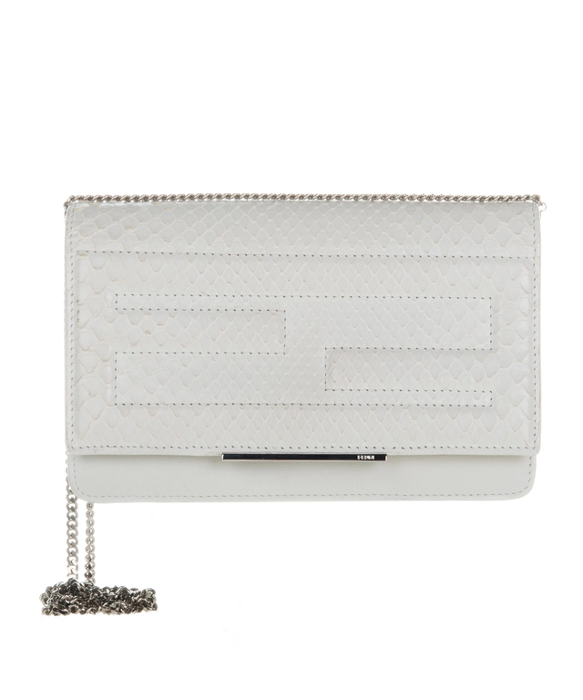 Fendi Tube Wallet on Chain In White Python Leather