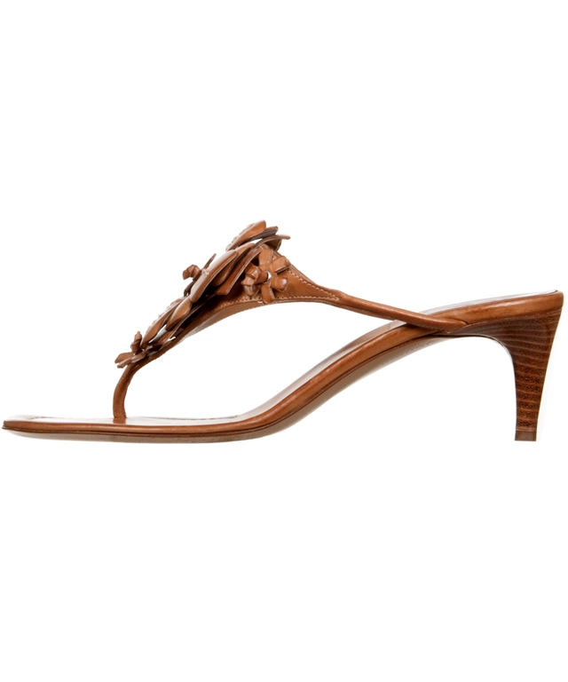Bally Floral-appliqué Leather Thong Sandals