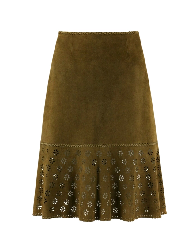 Celine Perforated Suede Leather Skirt