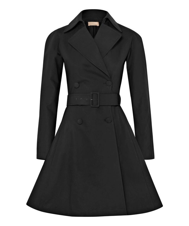Alaïa Belted Trench Coat in Black Cotton-Blend Gabardine