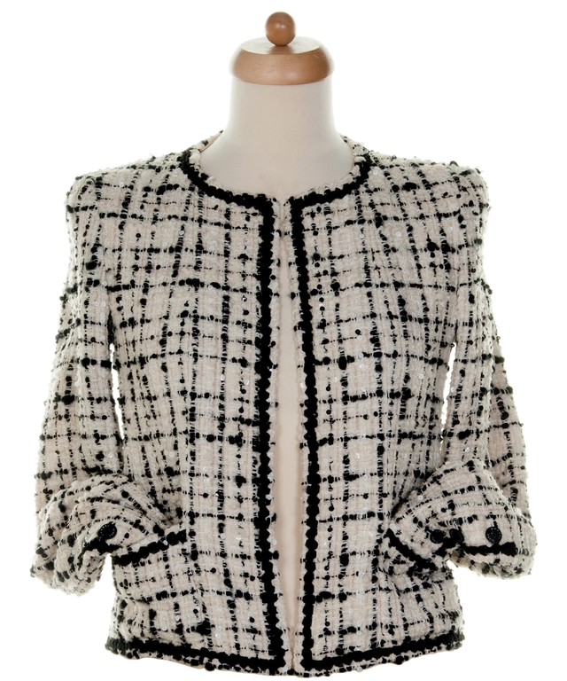 Chanel Black & White Fantasty Tweed Jacket 03C