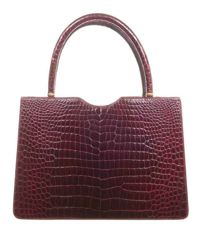Vintage Burgundy Crocodile Top Handle