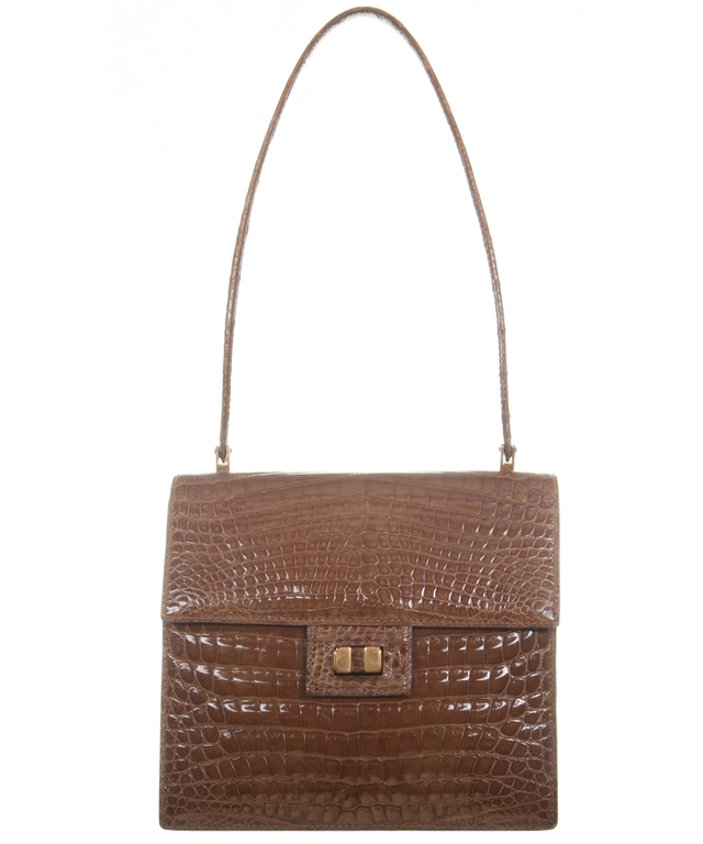 Vintage Beige Crocodile Shoulder Bag