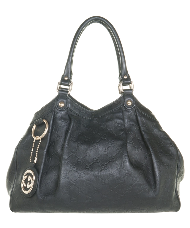 Gucci Black Guccissima Leather Sukey Tote Bag Medium