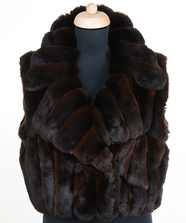 FW 2005 Roberto Cavalli Runway Chinchilla Fur Brown Sleeveless Jacket