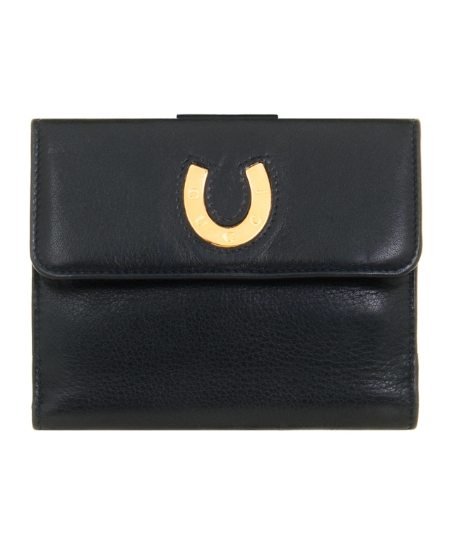 Vintage Gucci Navy Blue Leather Bifold Wallet