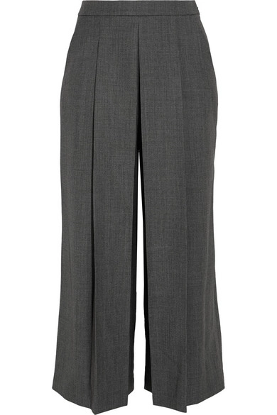 Alexander Wang Pleated Cropped Wool Wide-Leg Pants