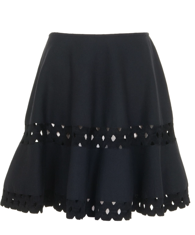Alaïa Black Fleece Wool Laser Cut Circle Skirt