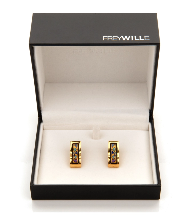 Frey Wille Hommage à Alphonse Mucha Fire Enamel Gold Plated Creole Earrings