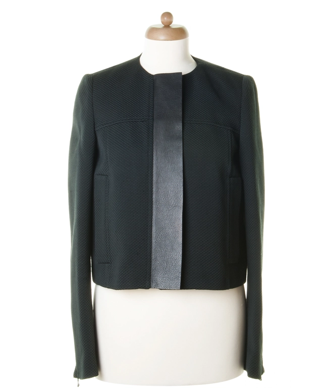 Proenza Schouler Black Wool Blend Leather Trimmed Jacket